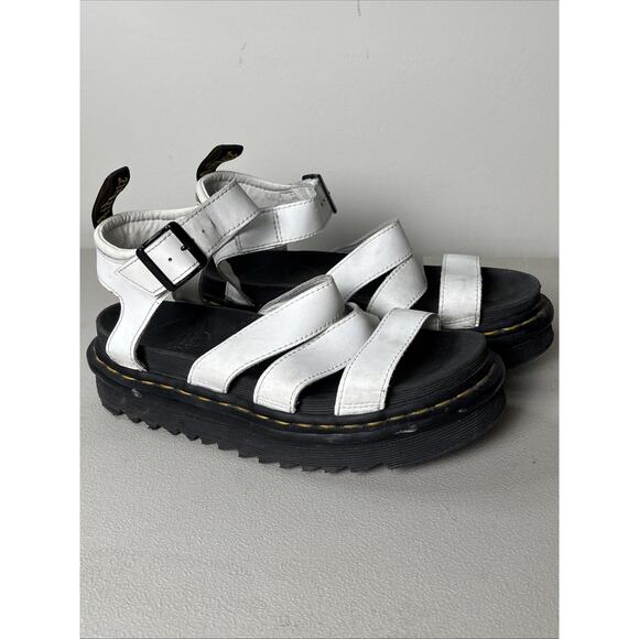 Dr. Martens Womens Blaire Leather Strap Platform Sandals Size 7 White Chunky Y2K - Picture 1 of 9